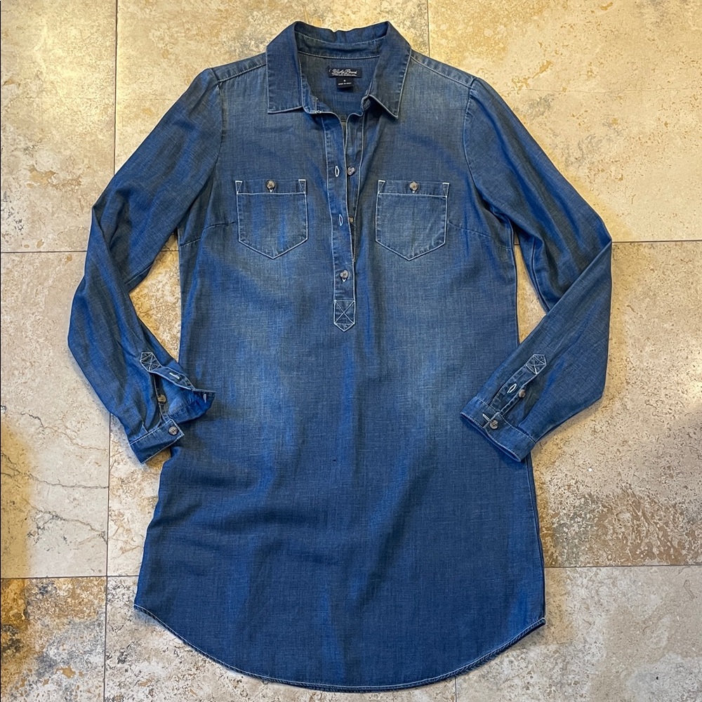 Lucky Brand Denim Blue Button Down Shirt Dress new size small